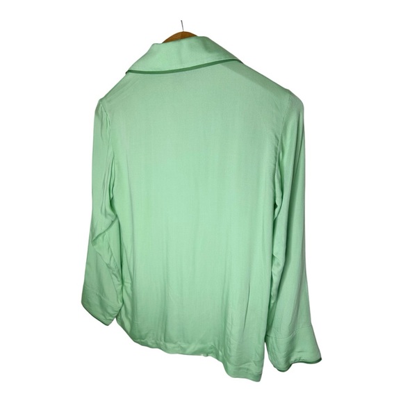 Sleeper Luxury Pajama Top Size XS Button Front Long Sleeve Mint Green Oversized - Picture 3 of 15
